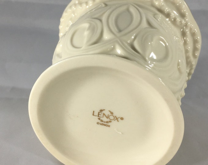 Storewide 25% Off SALE Vintage Cream Lenox Scroll Designed Petite Porcelain Vase Featuring Elegant Gold Painted Trim Finish