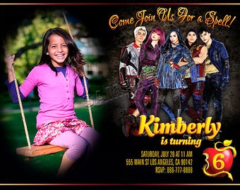 Descendants 2 Invitation, Descendants Birthday Invitation, Descendants Personalized Invitations, Descendants Printables