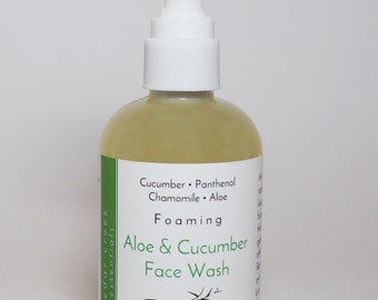 All Natural Skincare, Organic Skin Care, Aloe & Cucumber Foaming Face Wash, Vegan Skincare, Sensitive Skin,