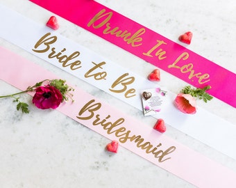 Bride to Be Sash With Pin Included Gold / Bridesmaid Sash / Custom Hen's Party Sash