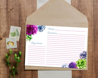 SALE 25% OFF Succulent Recipe Cards - Instant Download - 3x5 and 4x6