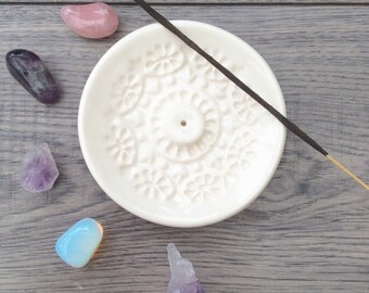 Incense Burner - Incense Stick Holder - Ivory White Ceramic