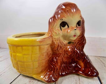 Cocker Spaniel Planter,vintage planter,planter vase,ceramic planter,dog planter,dog figurine,figurines,dog planter vase,puppy planter