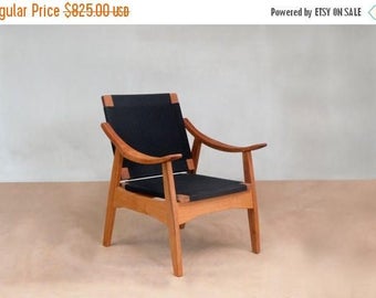 ON SALE Modern Armchair, Beautifully Handcrafted Royal Mahogany Armchair, Mid Century Chair, Danish Modern, Handwoven Black Manila Seat & Ba