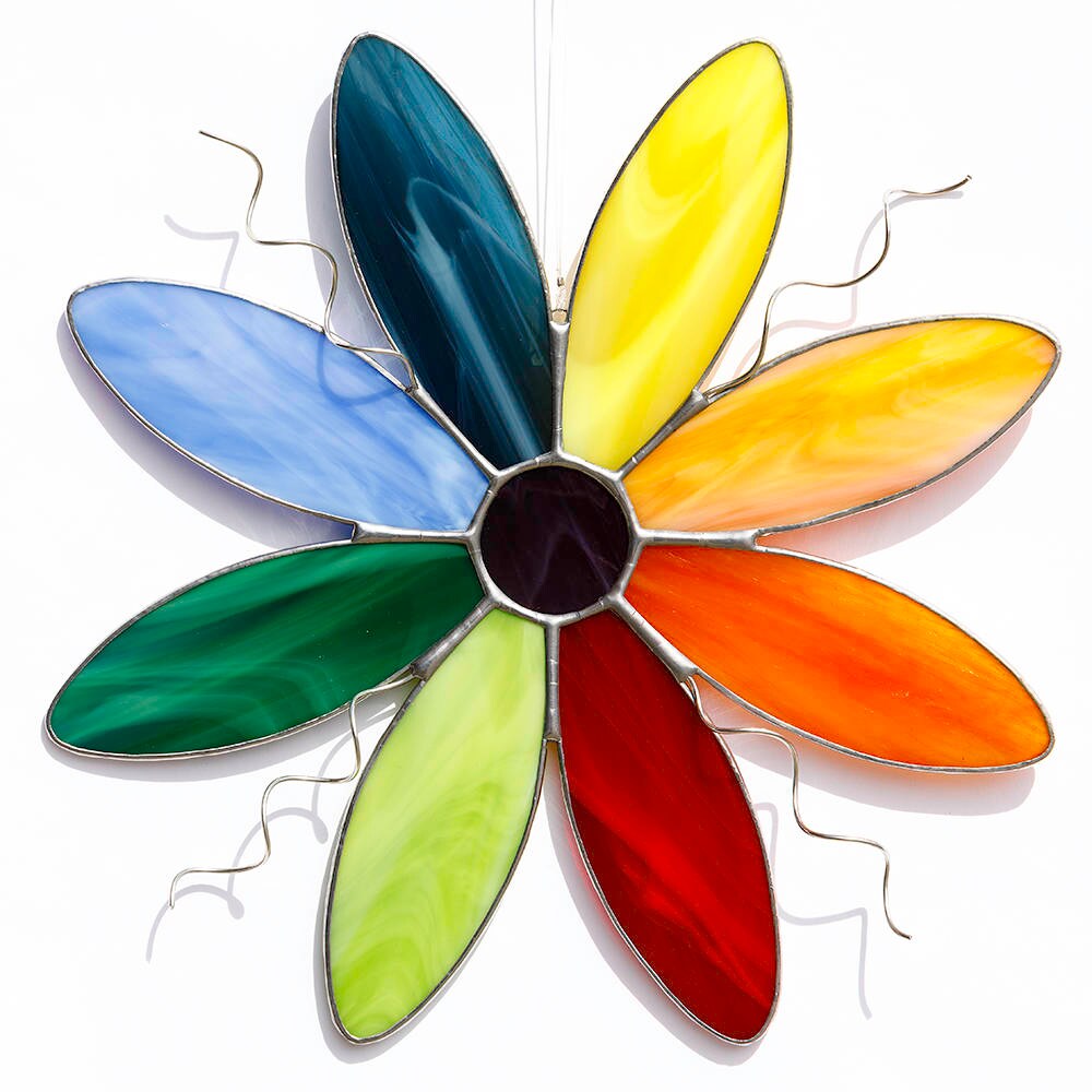 Stained Glass Rainbow Daisy Suncatcher