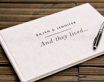 Custom Designed, Personlised with your own pictures, Guest Signing Book with Linen Cover