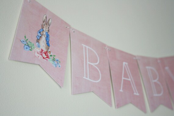 Peter Rabbit Theme. Peter Rabbit Banner. Floral Banner. Bunny