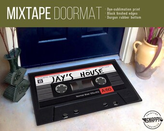 Custom Name Mixtape Doormat/Rug - 24" x 36" - High Quality Digital Print, Dye-Sublimation, Weatherproof-Indoor/Outdoor