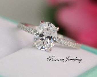 2.2ct tw Classic Oval Engagement Ring - Solitaire ring - Oval Cut Ring - Promise ring - Wedding Ring - anniversary ring -Sterling Silver