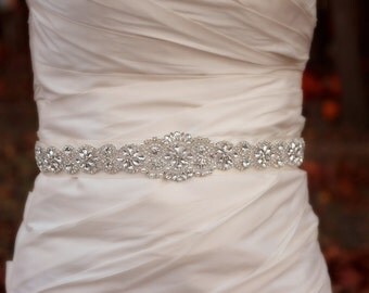 Beaded Wedding Sash | Wedding Belt | Rhinestone Bridal Belt | Bridal Belt Sash | Crystal Bridal Sash | Wedding Sash | Crystal Wedding Belt