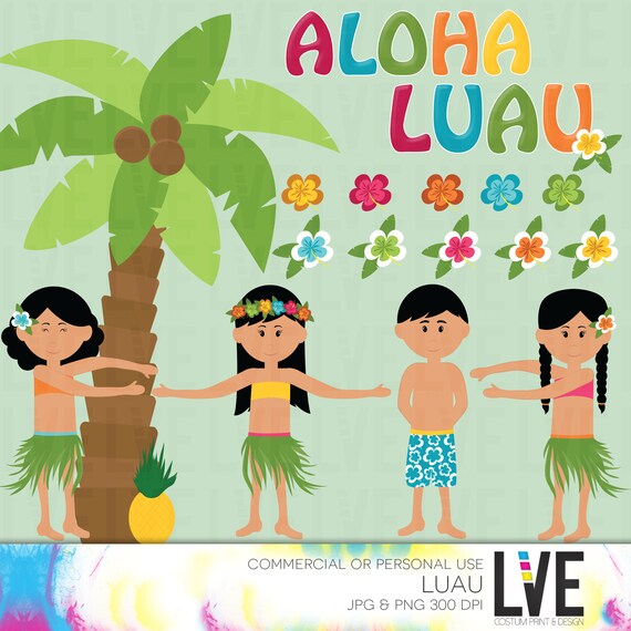 Hula Kids Luau Party Clipart Tropical Clipart Luau Kids