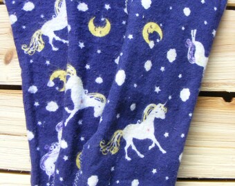 Reusable menstrual pads-Set of 3-regular/heavy/light flow-100% cotton flannel purple unicorns moon