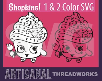 Shopkins SVG Cupcake - Minimalist Simple Single and Two Color Cutting Files and Clip Art - png, jpg, svg