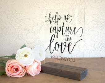 Hashtag Sign - Wedding Hashtag Sign - Capture the Love Sign - Instagram Wedding Sign - Hashtag Wedding Sign - Acrylic Wedding Sign - Acrylic
