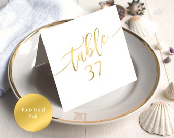 PDF Wedding 1-40 Faux Gold Table Numbers 5x5 Head Table Tented Folded style Table Number INSTANT DOWNLOAD Wedding calligraphy Printable