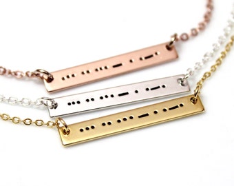 Aunt Morse Code Necklace, Morse Code Necklace, Morse Code Jewelry, Sterling Silver Bar Necklace, Aunt Necklace, Auntie Gift, Aunt Birthday