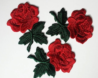 Flower patch, Sew On patch, Rose patch, Rose applique, Embroidered flower applique, Large patch, Rose patches, embroider patch