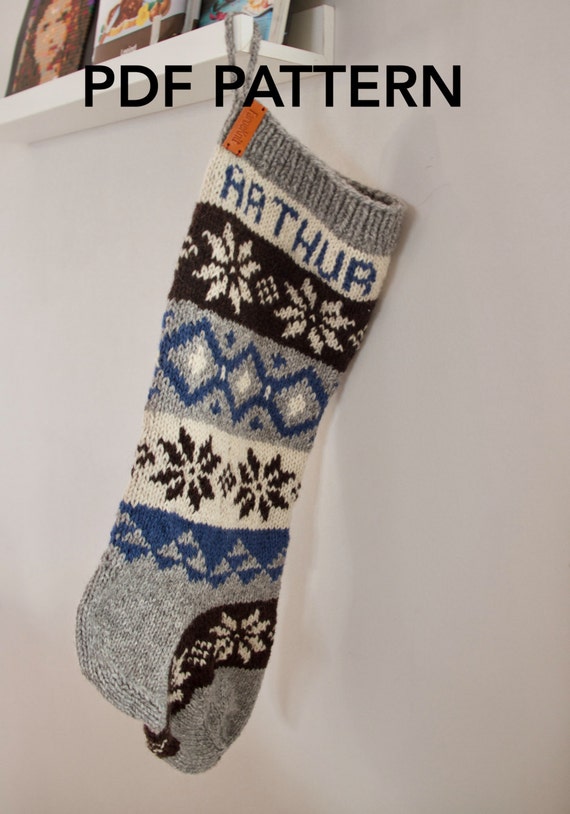 Personalized Christmas Stocking pattern knit PDF by FaroeKnit