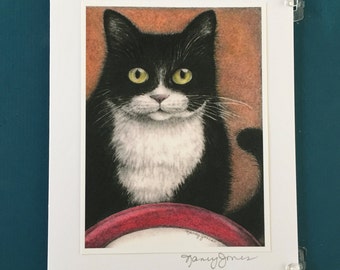 Tuxedo cat drawing | Etsy