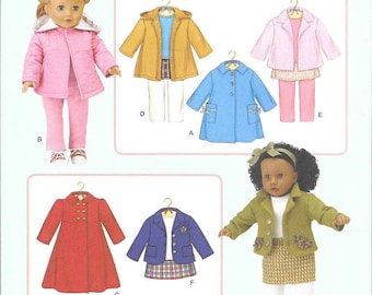 Simplicity 3551 - 18 inch doll clothes - Elaine Heigl Designs - Coats both short and long, skirt and leggings - NIP - Uncut