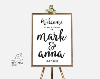 Wedding welcome sign, Wedding ceremony welcome sign, Welcome sign wedding, Printable signs, Wedding decor, Ceremony decor, Black and white