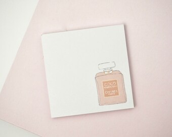 Chanel Coco Mademoiselle Perfume Pink Illustrated Sticky Post It Notes Planner Stickers Cute Stationery