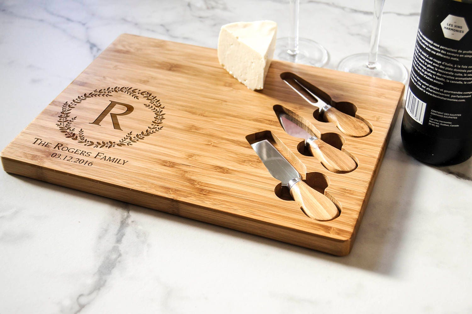 Personalized cheese board set, Custom cheese board set, Engraved cutting board, Wedding gifts