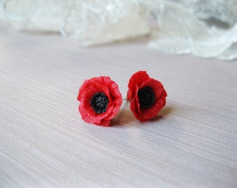 Thank you gift-for-friend birthday gift-for-sister jewelry gif for flower girl gift Red poppy stud earrings Summer gifts best selling items