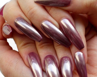 BARBIE ROSE GOLD (chrome) Luxury Press On Nails