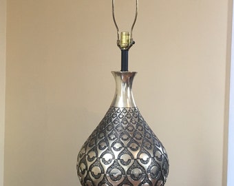 Vintage Ceramic Lamp ~ Mid Century Modern Eames Era Large Table Lamp ~ Geometric Design, 3 Way Light