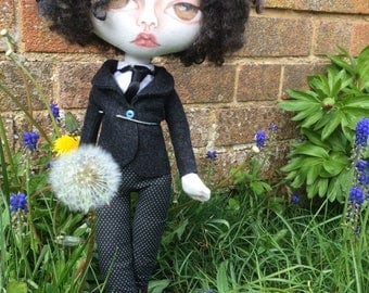 Homage to Charlie Chaplin OOAK handmade cloth art doll