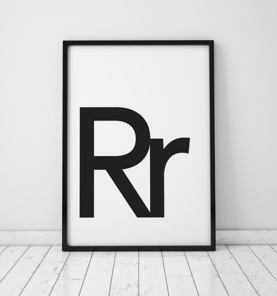 Rr Letter Print Initial Wall Art Scandinavian Art