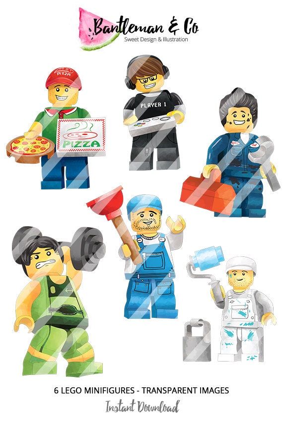 Set 1 Cute Lego minifigure Clipart Printables Stickers