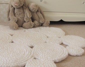 Crochet Rug. White Rug. Nursery Rug. Circle Rug. Round Rug. Ready to ship.