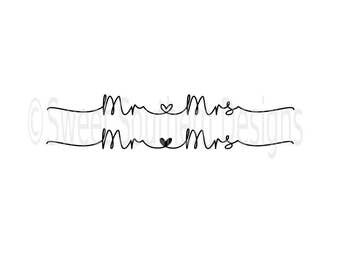 Mr and Mrs wedding marriage SVG instant download design for cricut or silhouette