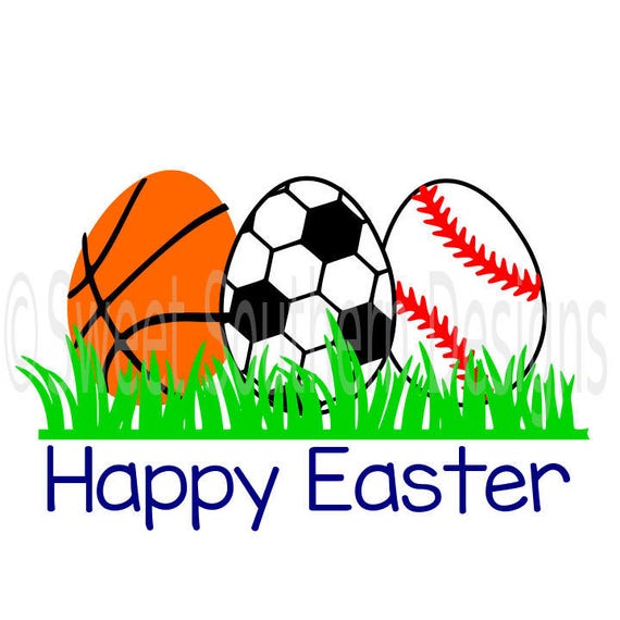 Easter egg grass sports basketball soccer baseball design set