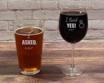 I Said Yes, I Asked, I Asked I Said Yes, I Said Yes Glasses, I Asked Glasses, Engagement Gift, I Said Yes!, I asked.