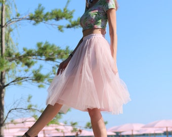 Pink tulle skirt; Womens tulle skirt; Blush tutu skirt; Midi tulle skirt; Blush bridesmaid skirts; Bridesmaids dress; Adult tutu