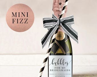 Mini Champagne Bottle Labels-Wine Label-Bridal Shower Favor-Wedding Favor-Hens Party-Printable-Wine Label-Mini Fizz-Mini Label#SN015_WL