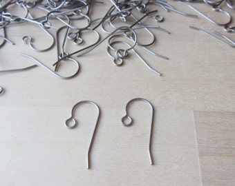 Titanium 24 mm 21 Gauge French Hook Earrings Wires, Hypoallergenic Grade 1 Titanium Earring Findings, Nickel Free Earring Components
