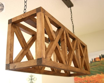 Crate Industrial Chandelier - Urban Pallet Rustic Light Fixture- Barn Ceiling Light Fixture - 3X