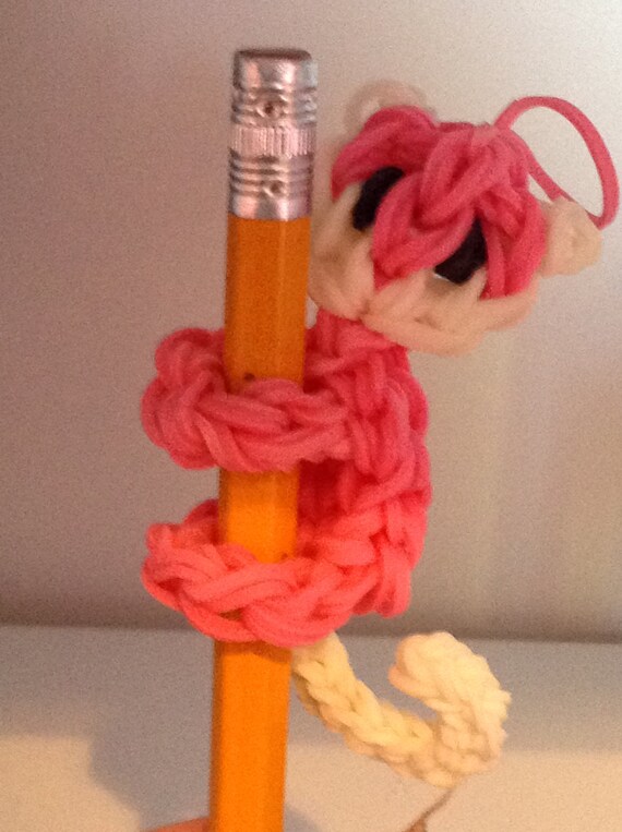 Items similar to Rainbow Loom Monkey Pencil Hugger on Etsy