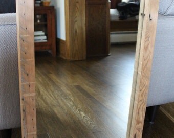 Rustic Reclaimed Wood Mirror 32x20 Distressed Wood Frame Mirror Rectangular Rustic Mirror Salvaged Wood Bathroom Mirror Bedroom Mirror