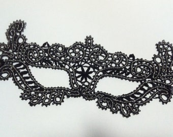 Vintage black lace women's mask, brussels lace mask, masquerade mask, black mask, bobbin lace mask, gift from her