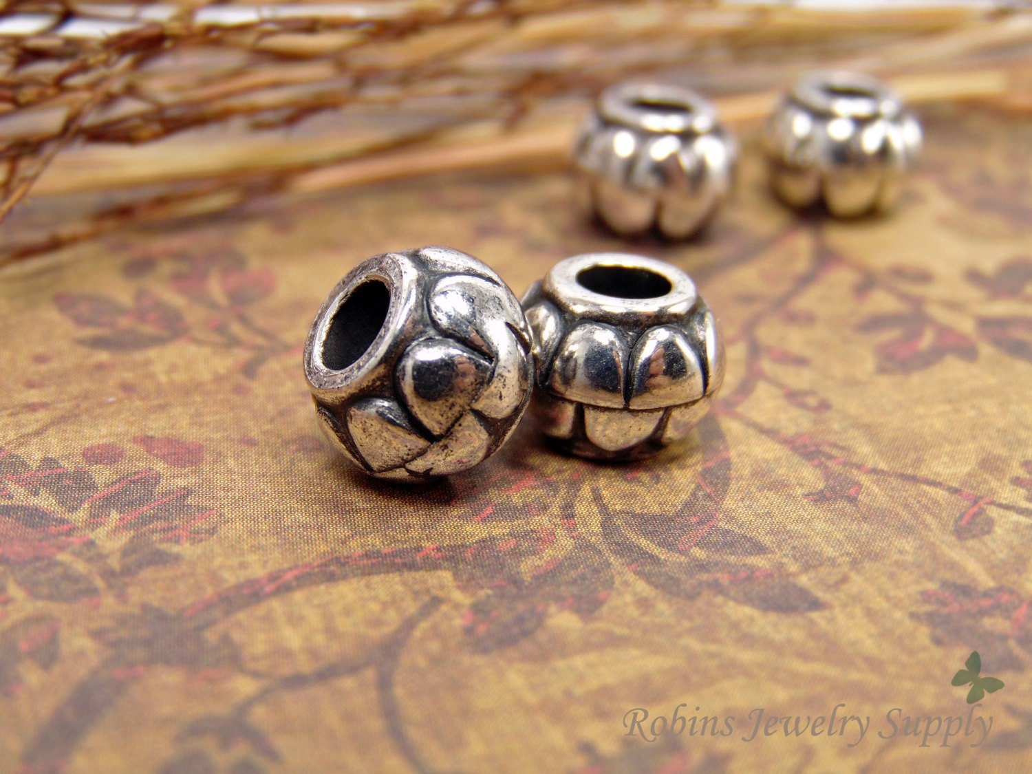 20 pcs - Antique Silver Beads - European Style Beads - Charm Beads ...