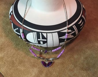 Vintage Southwest Purple Butterfly Necklace