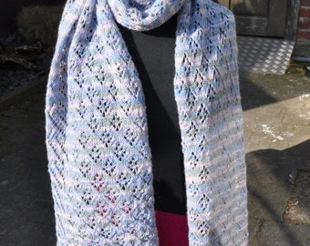 Hand knitted scarf in various pastel shades