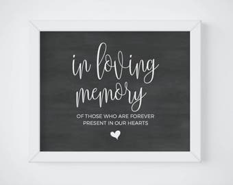 Chalkboard In Loving Memory Sign, Wedding Remembrance Sign, Chalkboard Memorial Table, Wedding Memorial Table, Wedding Memorial Sign Digital