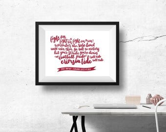 University of Alabama Print with Custom Digital Calligraphy