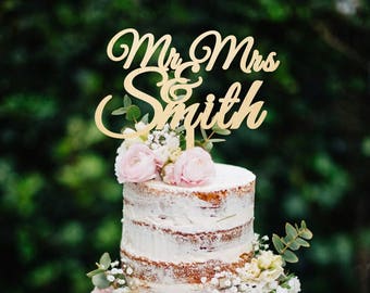 Wedding Cake Topper Wooden Cake Topper Mr and Mrs With Last Name Cake Topper Custom Cake Topper Names Cake Topper Personalized Cake Topper
